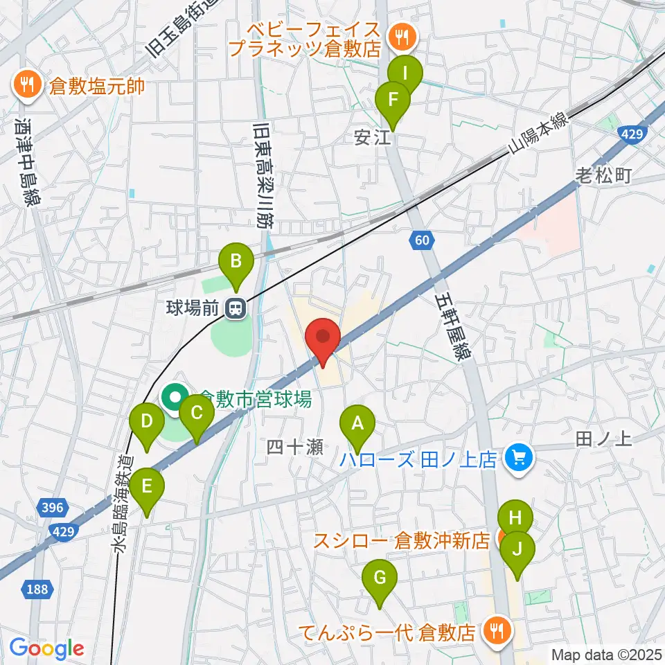 倉敷スタジオバース周辺の駐車場・コインパーキング一覧地図