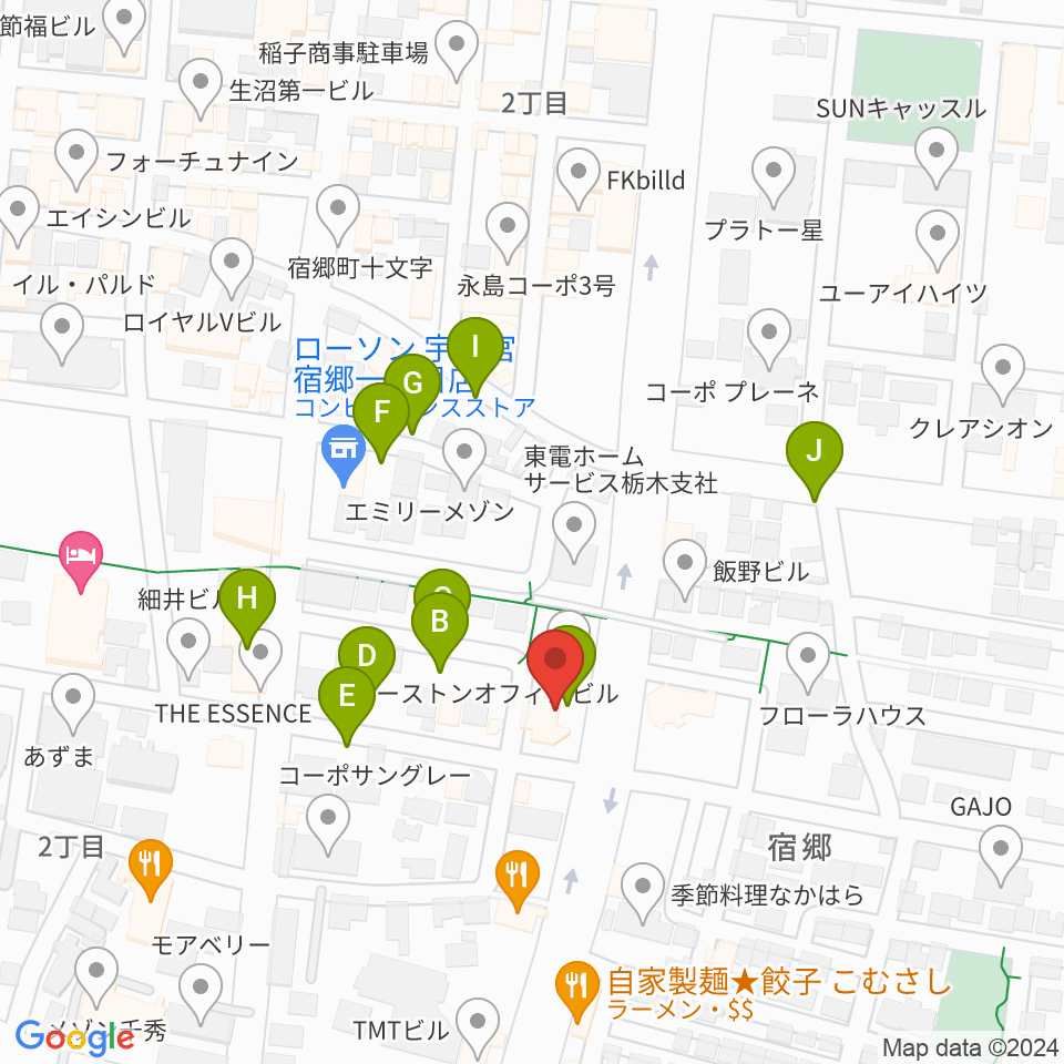 宇都宮センター ヤマハミュージック周辺の駐車場・コインパーキング一覧地図