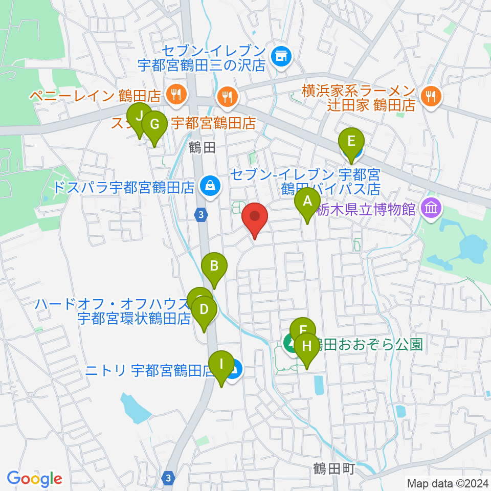 ヤマハミュージックリテイリング宇都宮西センター周辺の駐車場・コインパーキング一覧地図