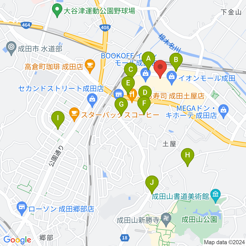 島村楽器 イオンモール成田店周辺の駐車場・コインパーキング一覧地図