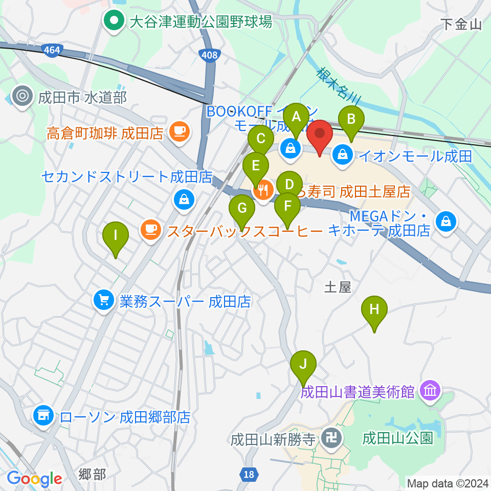 島村楽器 イオンモール成田店周辺の駐車場・コインパーキング一覧地図