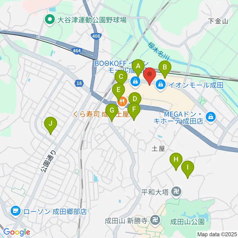島村楽器 イオンモール成田店周辺の駐車場・コインパーキング一覧地図