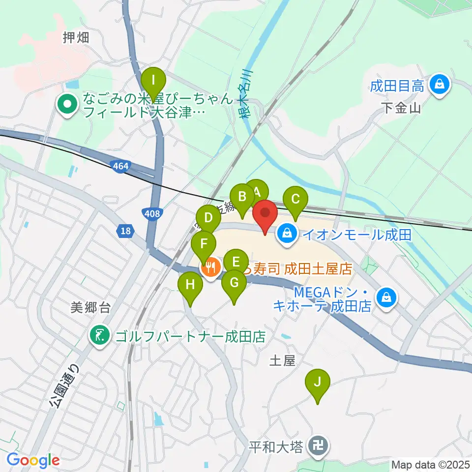 島村楽器 イオンモール成田店周辺の駐車場・コインパーキング一覧地図
