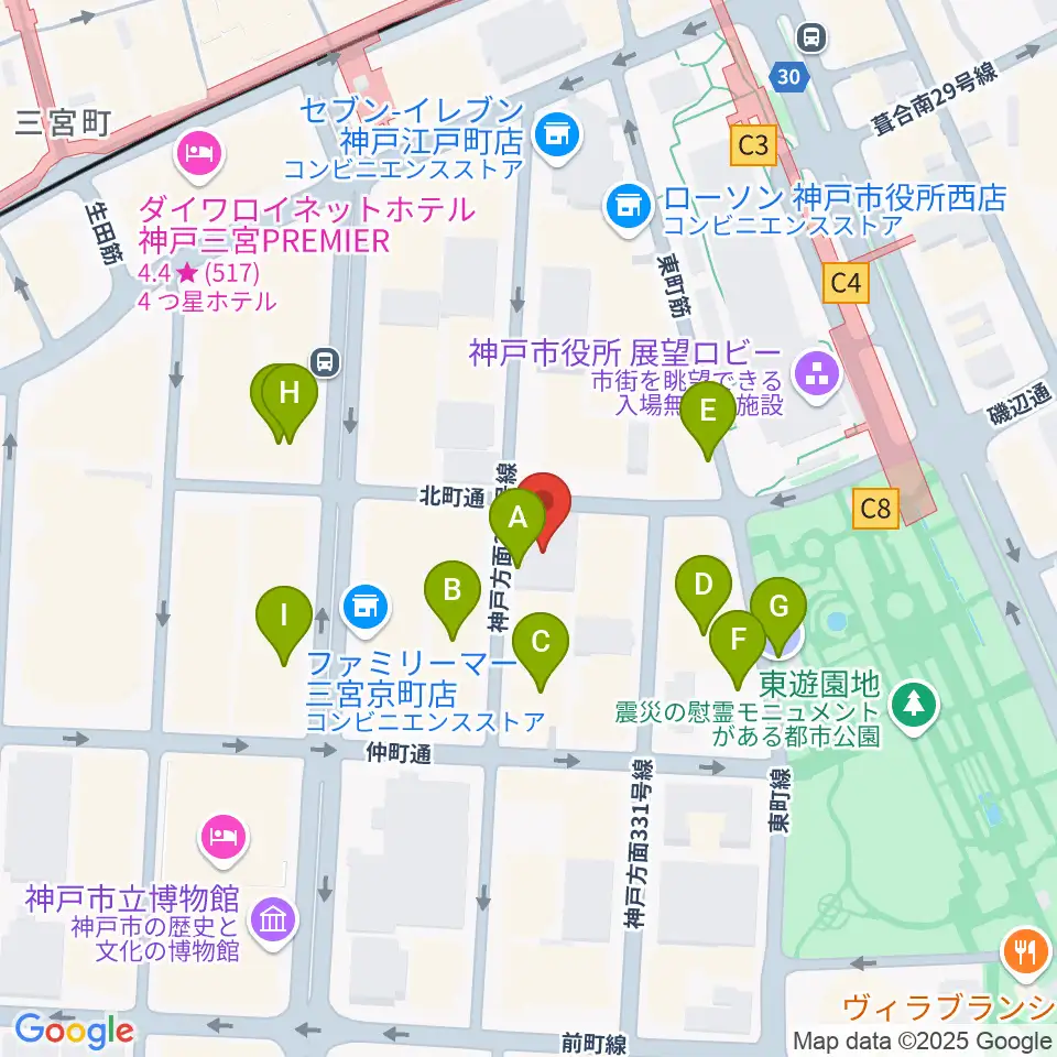 100BANホール＆スタジオ周辺の駐車場・コインパーキング一覧地図