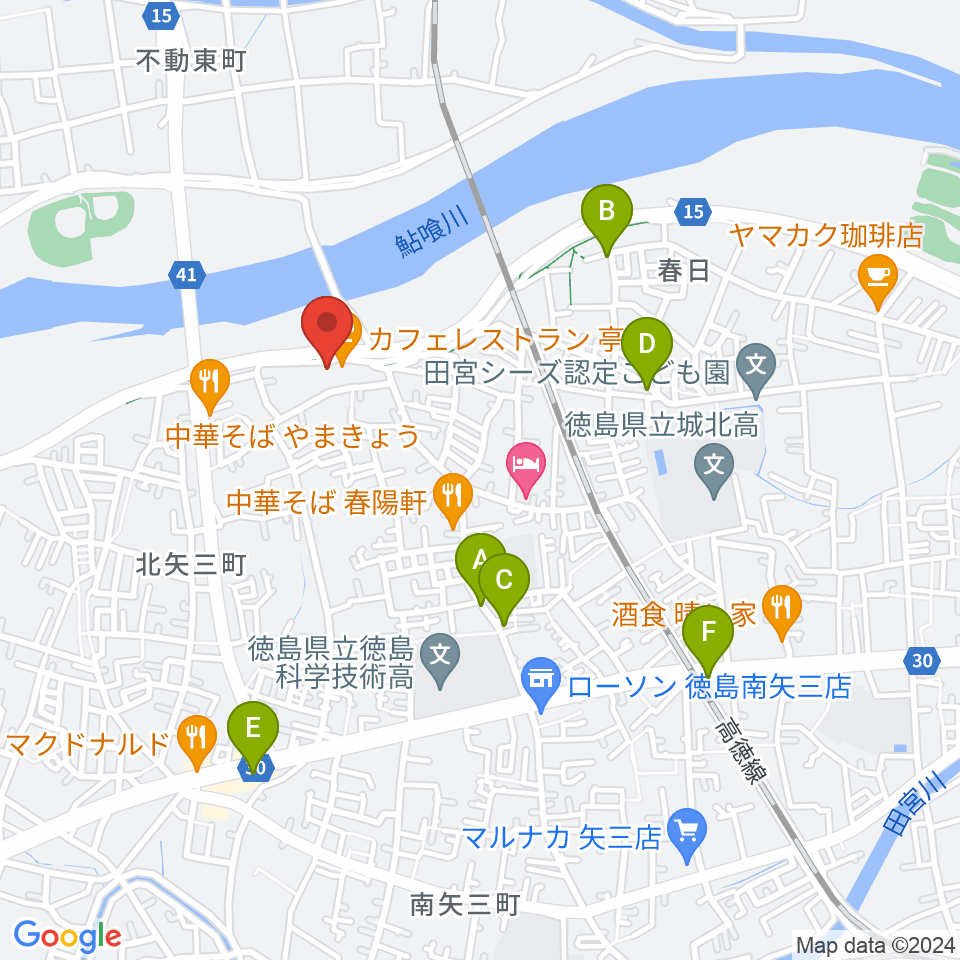 徳島J-POPS STUDIO周辺の駐車場・コインパーキング一覧地図