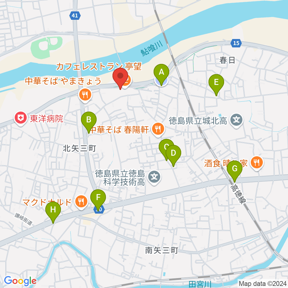 徳島J-POPS STUDIO周辺の駐車場・コインパーキング一覧地図