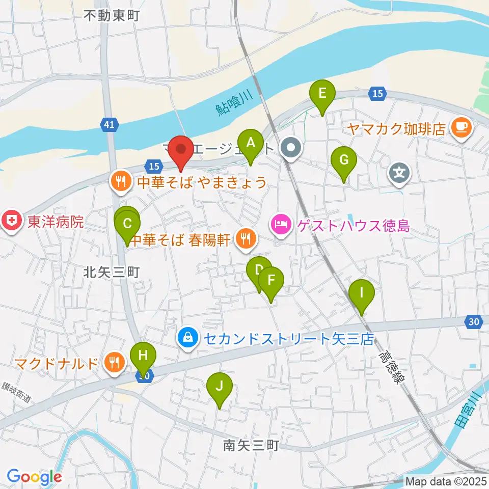 徳島J-POPS STUDIO周辺の駐車場・コインパーキング一覧地図