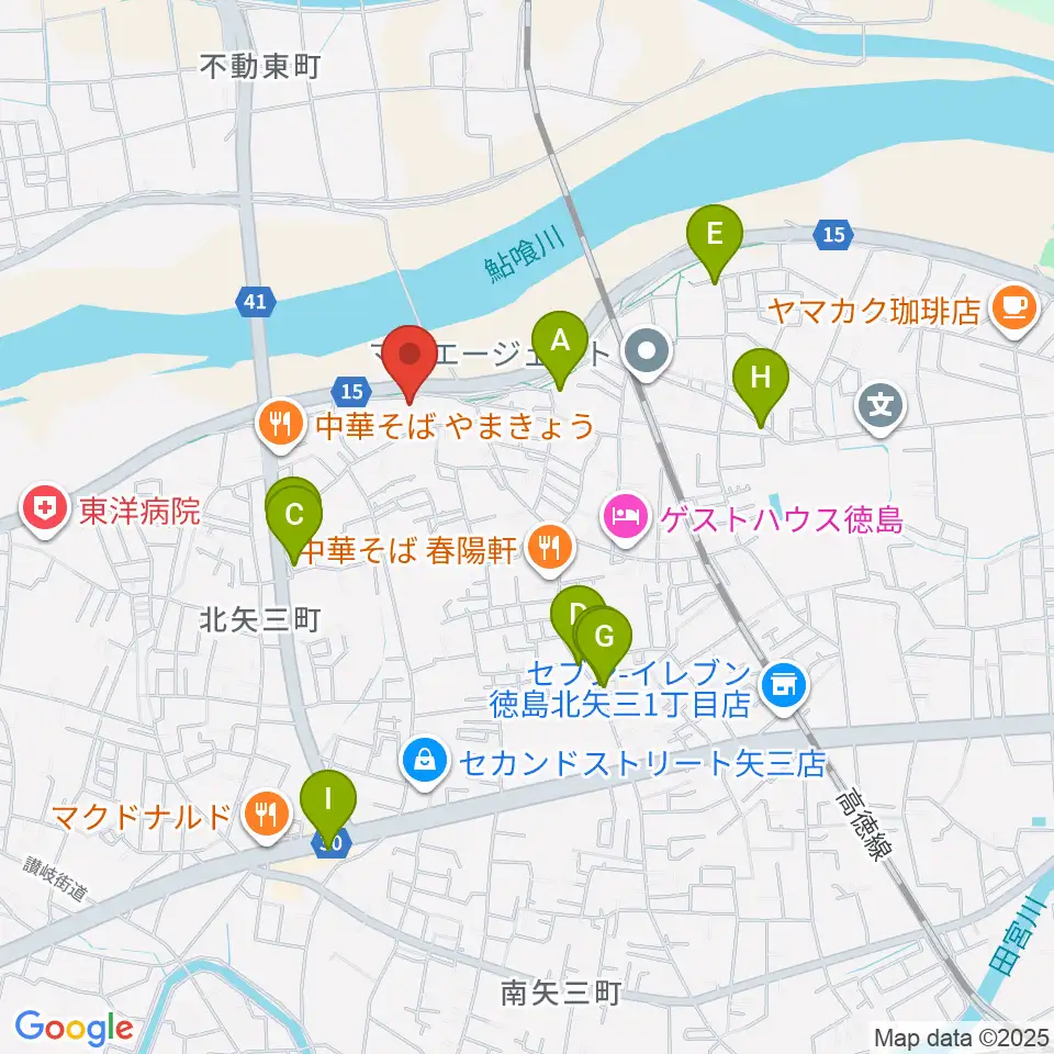 徳島J-POPS STUDIO周辺の駐車場・コインパーキング一覧地図