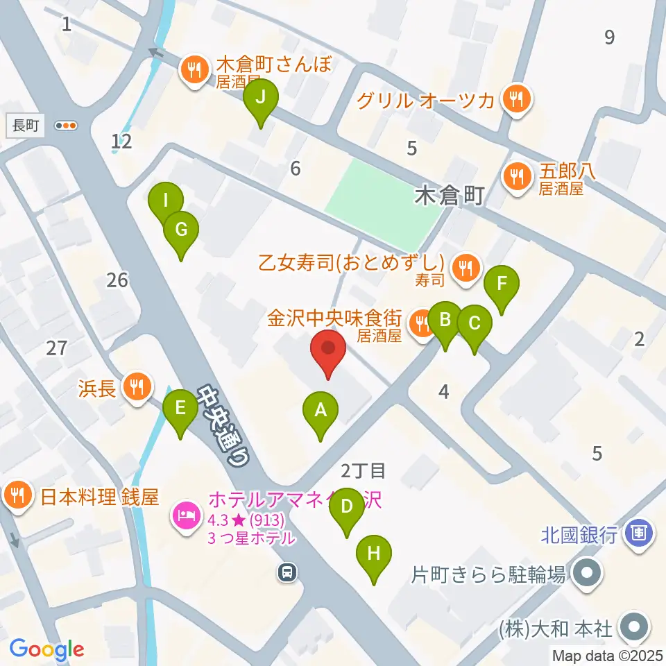 金沢GOLD CREEK周辺の駐車場・コインパーキング一覧地図