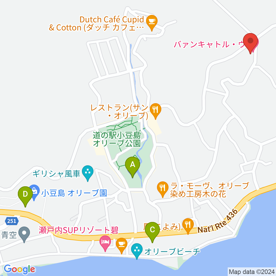 小豆島ペンション バァンキャトル・ウ周辺の駐車場・コインパーキング一覧地図