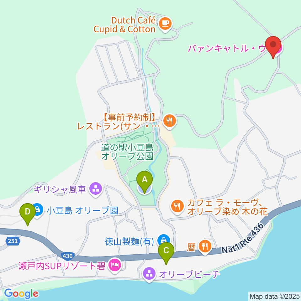 小豆島ペンション バァンキャトル・ウ周辺の駐車場・コインパーキング一覧地図