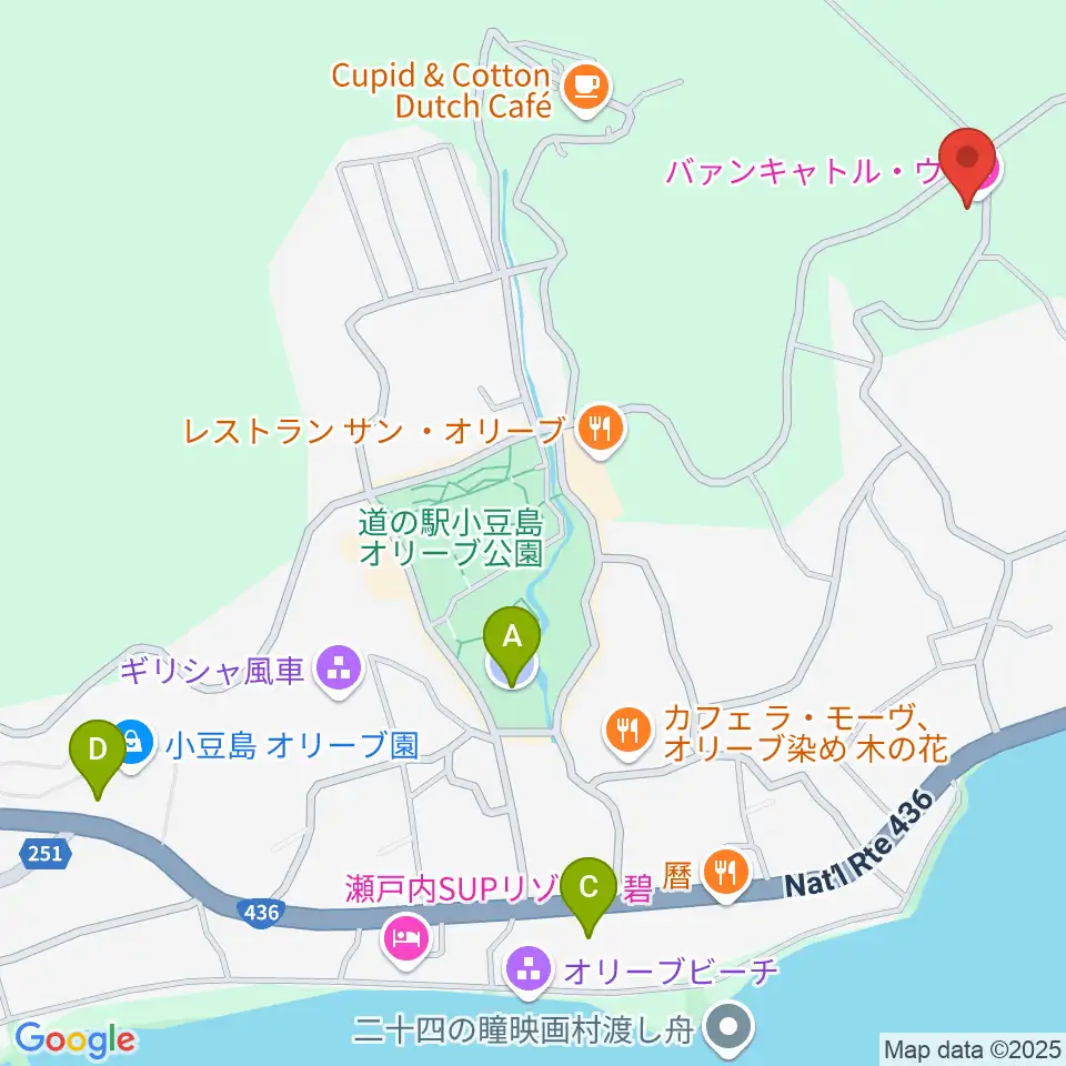 小豆島ペンション バァンキャトル・ウ周辺の駐車場・コインパーキング一覧地図