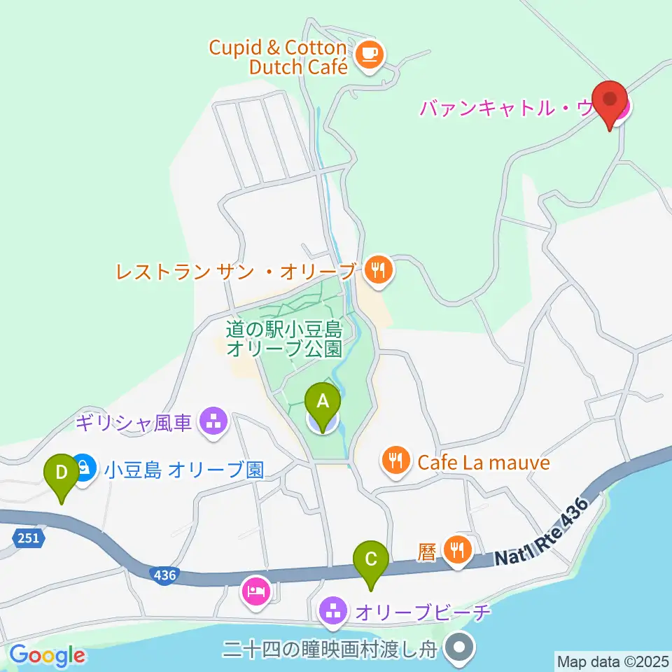 小豆島ペンション バァンキャトル・ウ周辺の駐車場・コインパーキング一覧地図