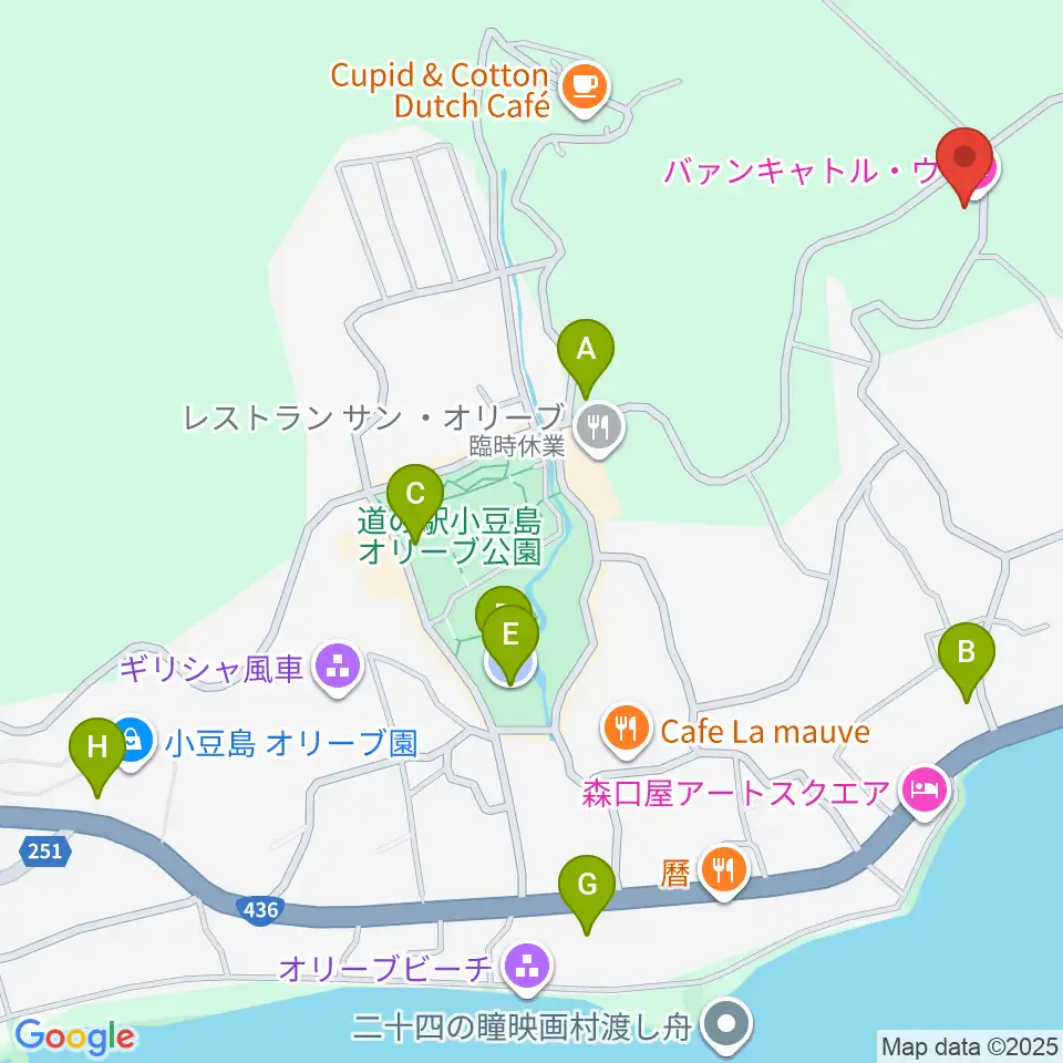 小豆島ペンション バァンキャトル・ウ周辺の駐車場・コインパーキング一覧地図