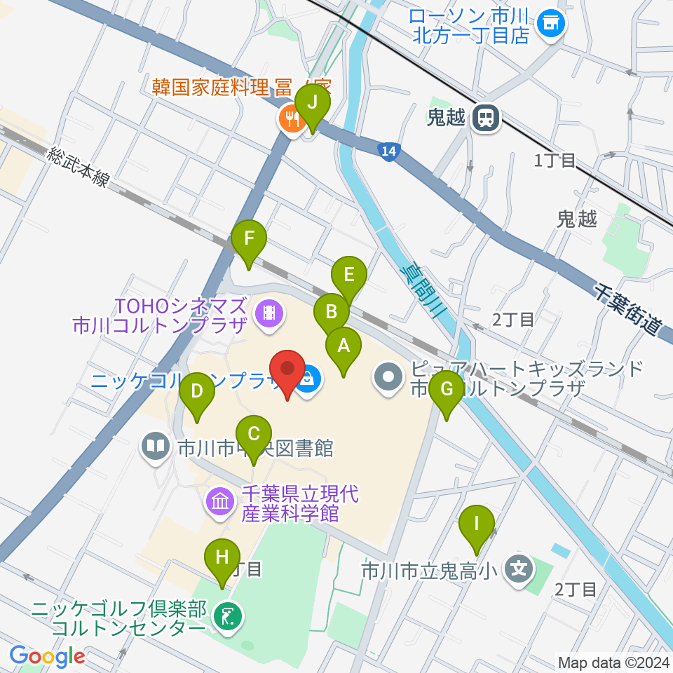 島村楽器 市川コルトンプラザ店周辺の駐車場・コインパーキング一覧地図