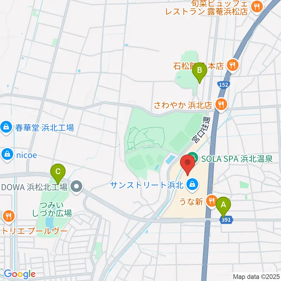 アオイ楽器店 サンストリート浜北センター周辺の駐車場・コインパーキング一覧地図