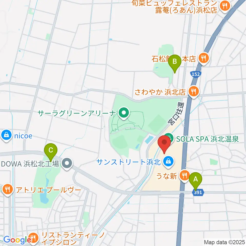 アオイ楽器店 サンストリート浜北センター周辺の駐車場・コインパーキング一覧地図
