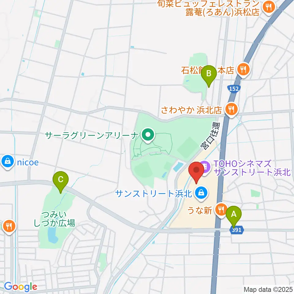 アオイ楽器店 サンストリート浜北センター周辺の駐車場・コインパーキング一覧地図