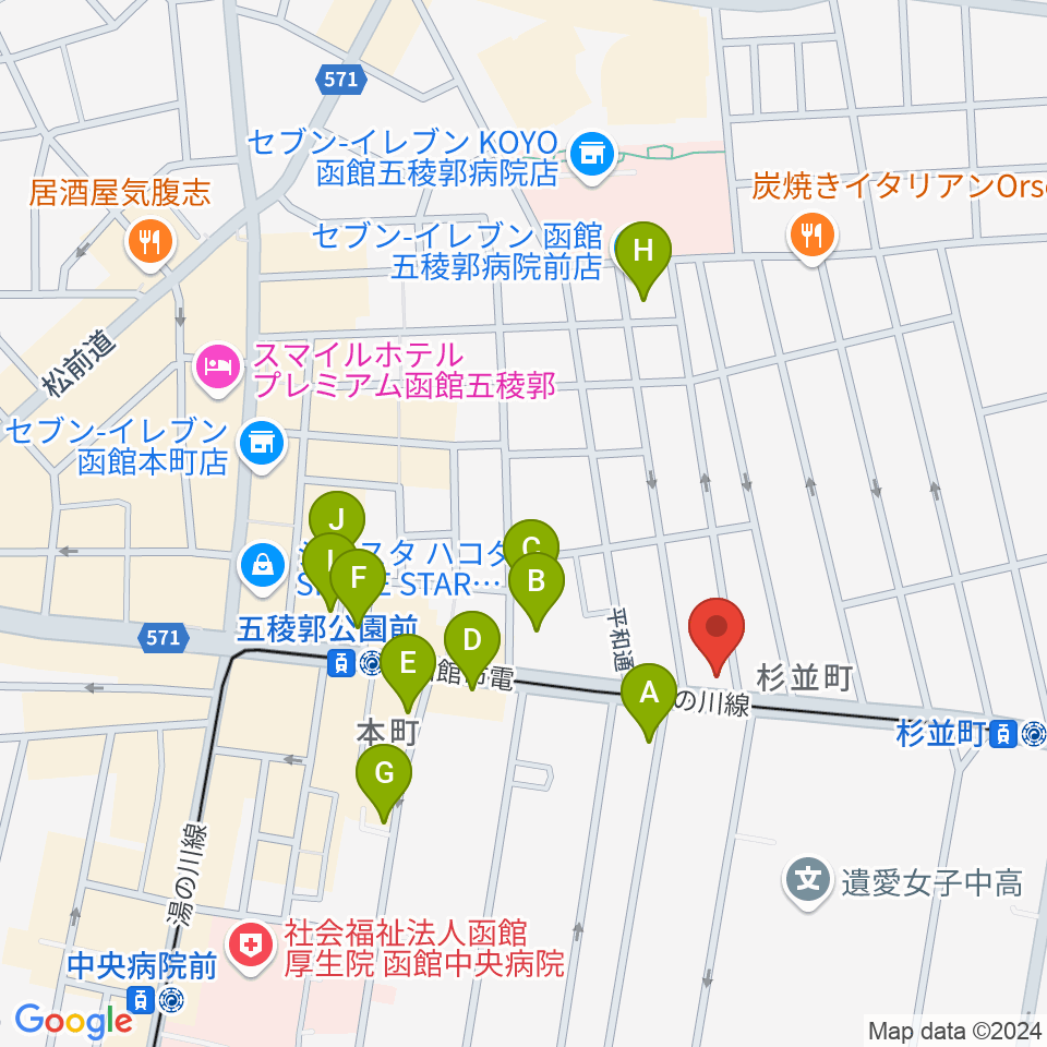 カワイ函館ショップ周辺の駐車場・コインパーキング一覧地図