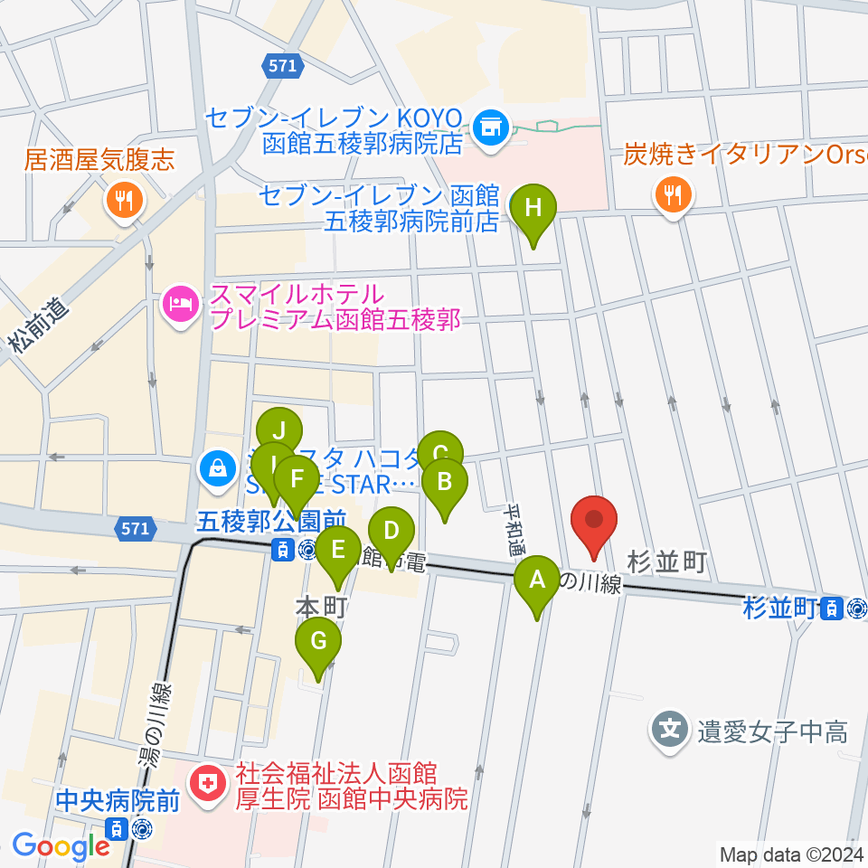 カワイ函館ショップ周辺の駐車場・コインパーキング一覧地図