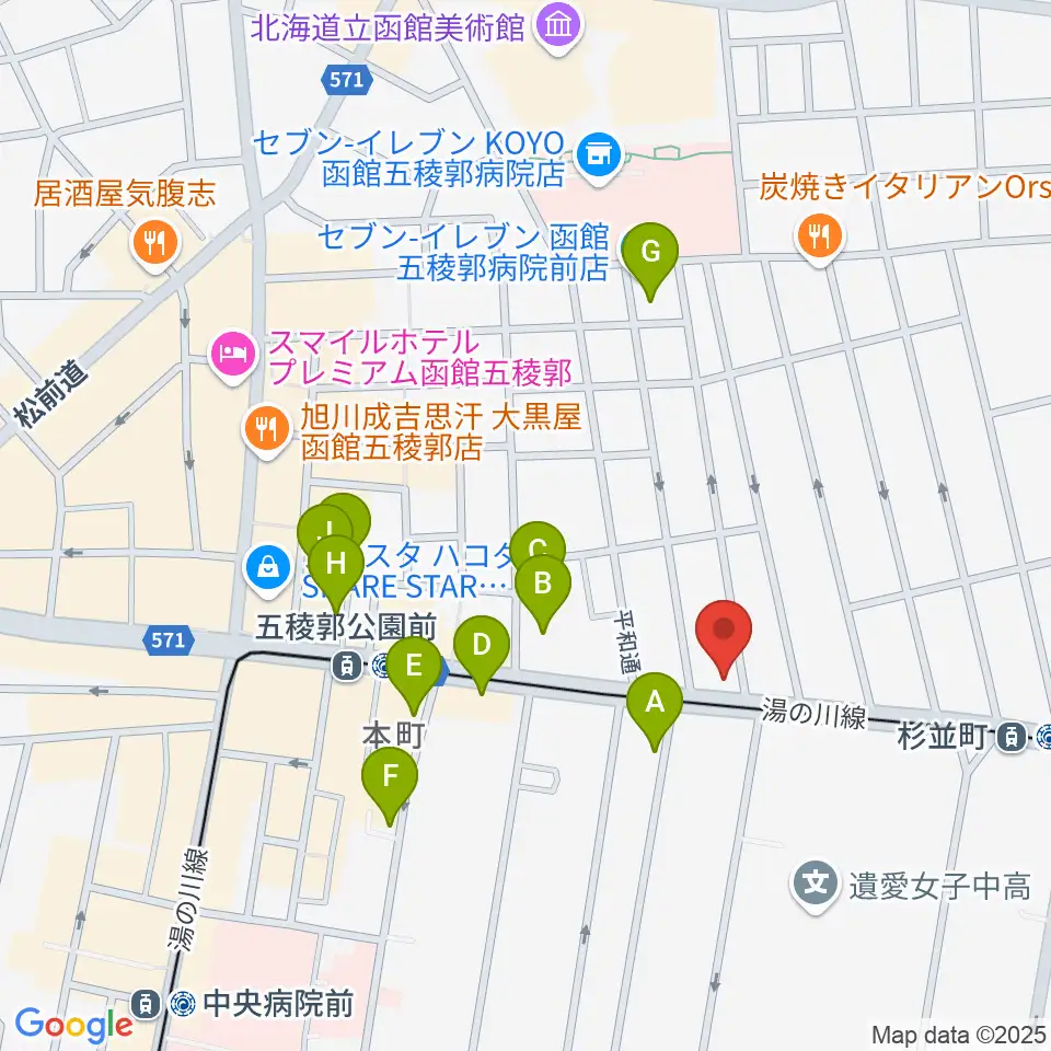 カワイ函館ショップ周辺の駐車場・コインパーキング一覧地図