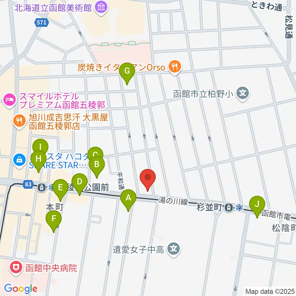カワイ函館ショップ周辺の駐車場・コインパーキング一覧地図