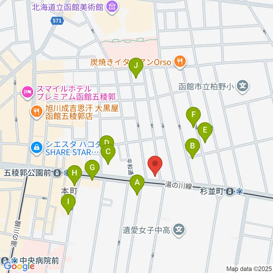 カワイ函館ショップ周辺の駐車場・コインパーキング一覧地図