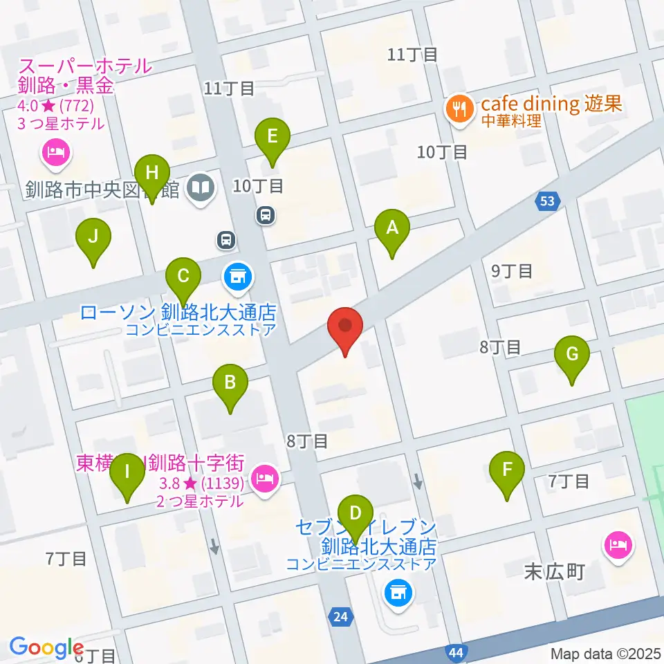 カワイ釧路店周辺の駐車場・コインパーキング一覧地図