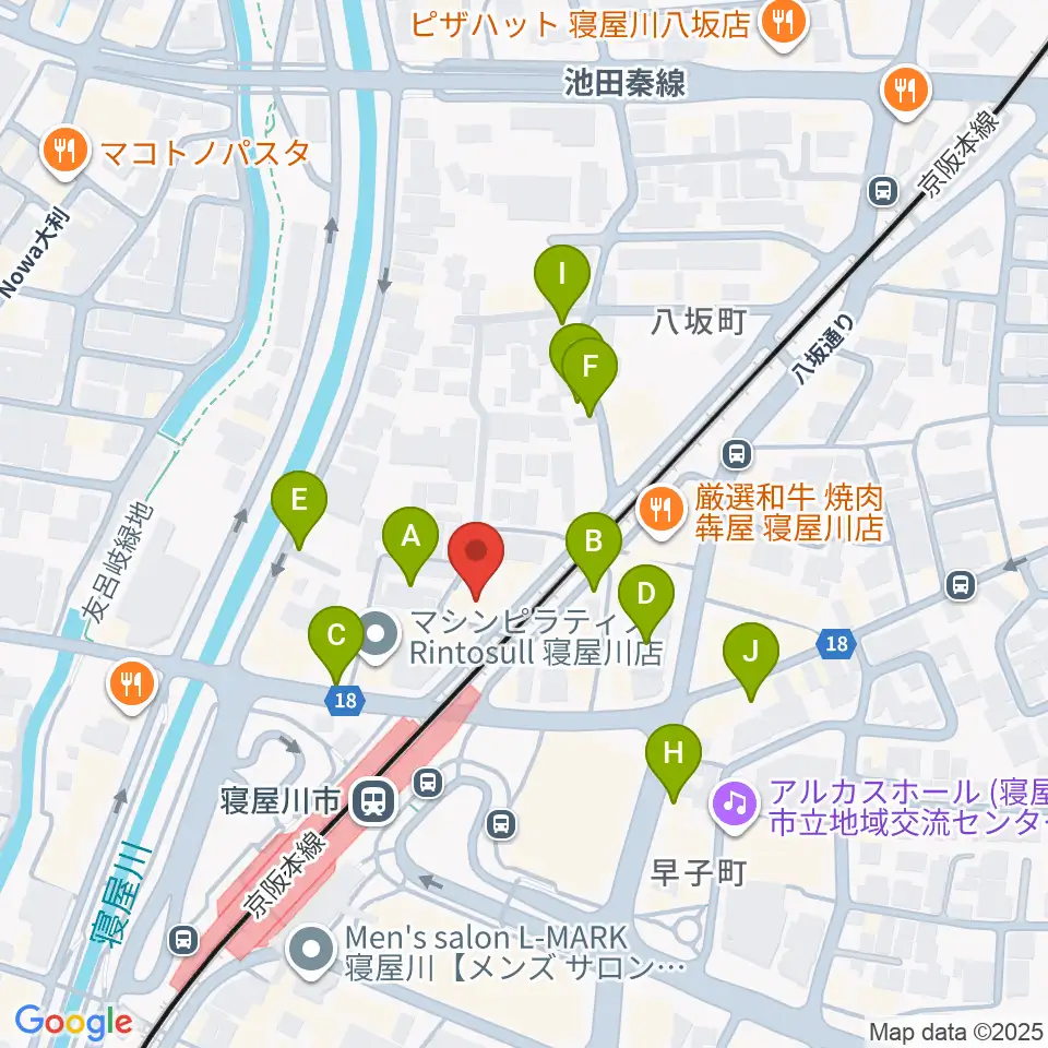 大東楽器 寝屋川店周辺の駐車場・コインパーキング一覧地図