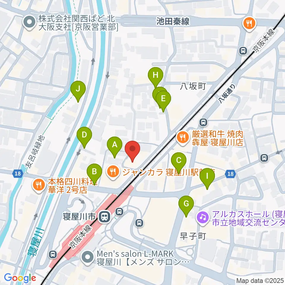 大東楽器 寝屋川店周辺の駐車場・コインパーキング一覧地図