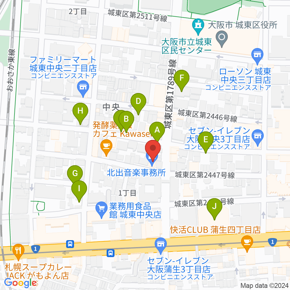 北出音楽事務所 KITADEホール周辺の駐車場・コインパーキング一覧地図