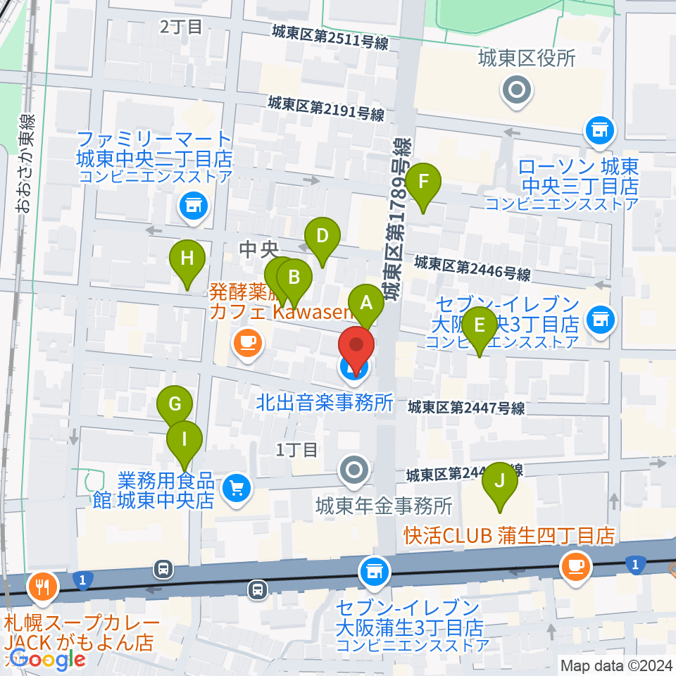 北出音楽事務所 KITADEホール周辺の駐車場・コインパーキング一覧地図