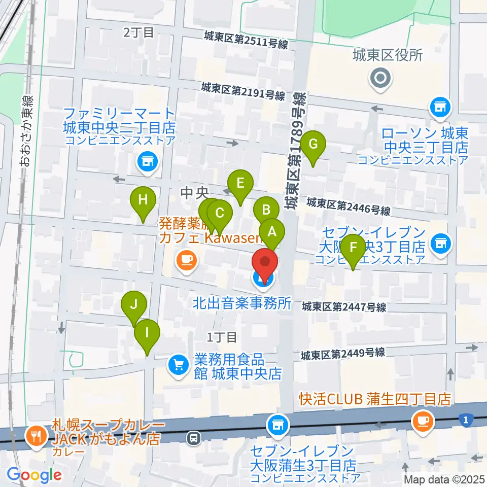 北出音楽事務所 KITADEホール周辺の駐車場・コインパーキング一覧地図