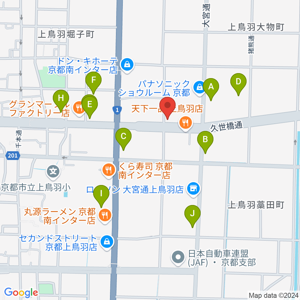 カワイ京都ショップ周辺の駐車場・コインパーキング一覧地図