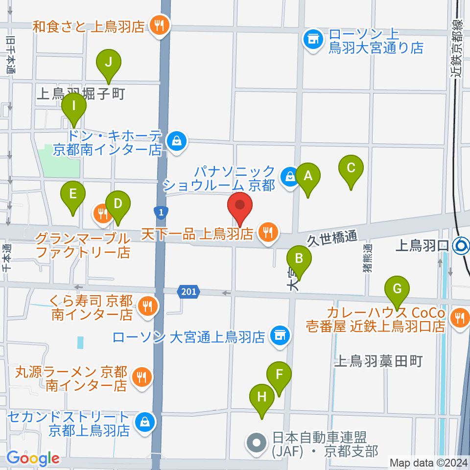 カワイ京都ショップ周辺の駐車場・コインパーキング一覧地図