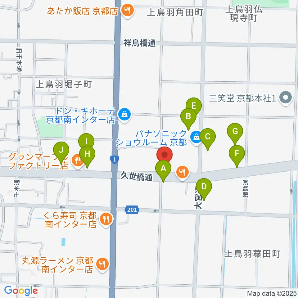 カワイ京都ショップ周辺の駐車場・コインパーキング一覧地図