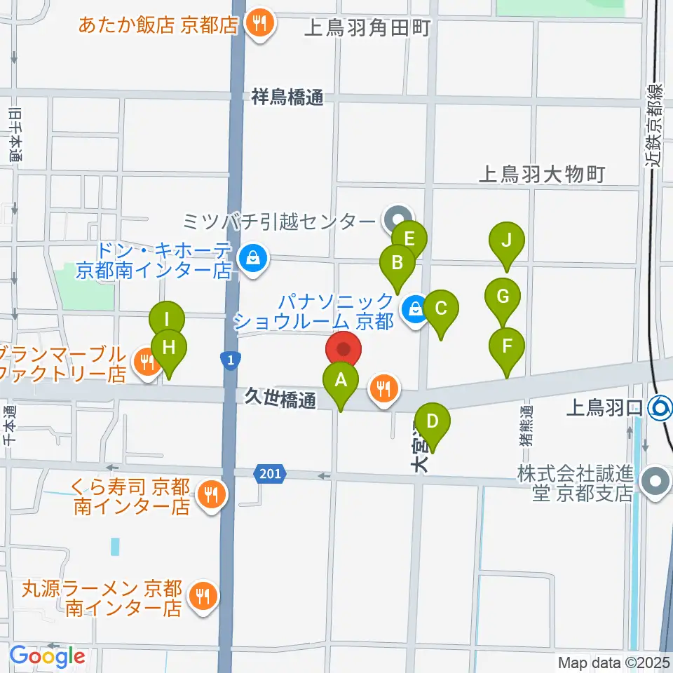 カワイ京都ショップ周辺の駐車場・コインパーキング一覧地図
