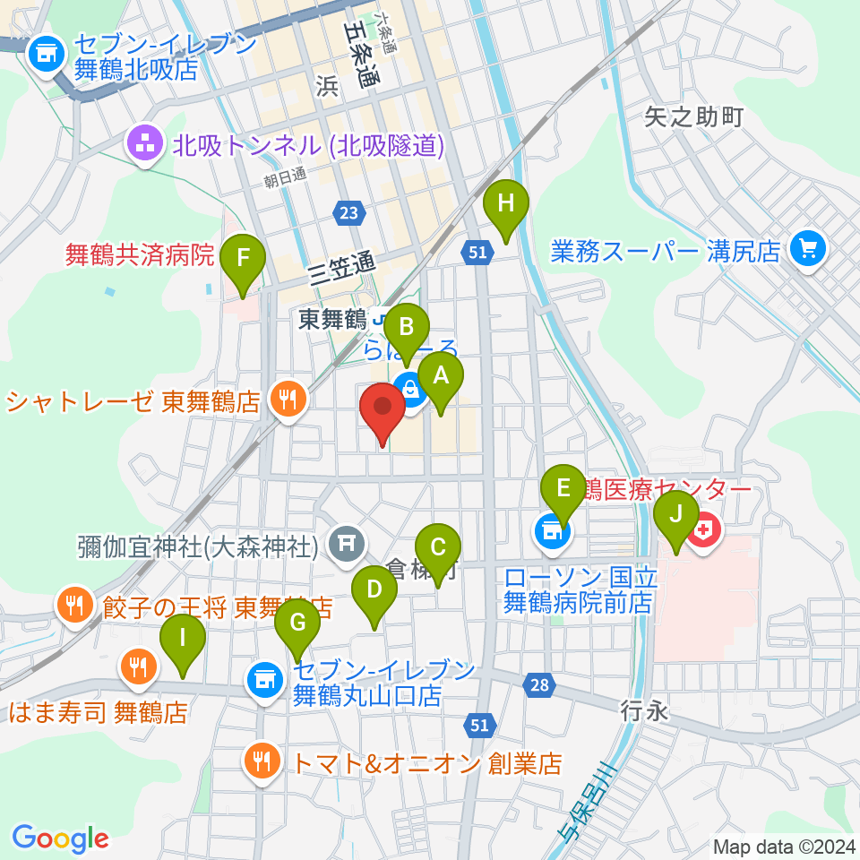 カワイ舞鶴ショップ周辺の駐車場・コインパーキング一覧地図