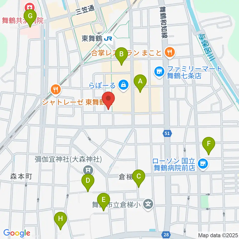 カワイ舞鶴ショップ周辺の駐車場・コインパーキング一覧地図