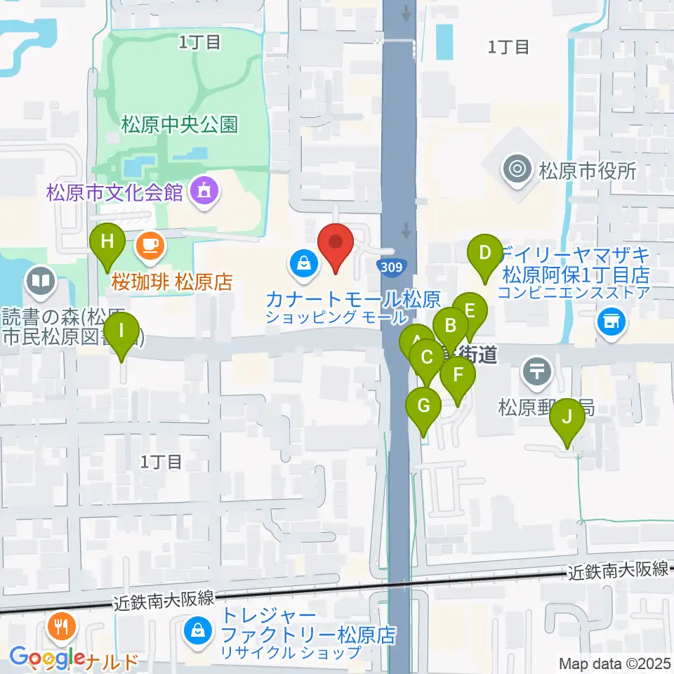 カワイ松原ショップ周辺の駐車場・コインパーキング一覧地図