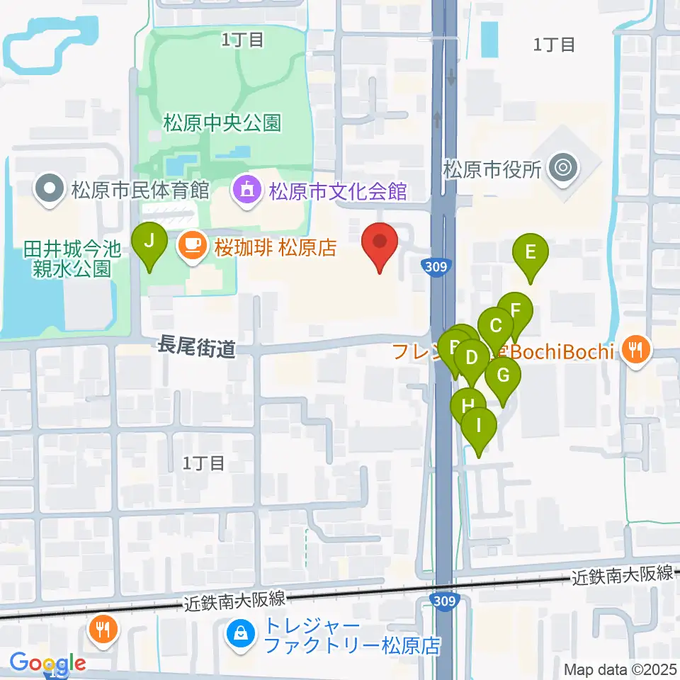 カワイ松原ショップ周辺の駐車場・コインパーキング一覧地図