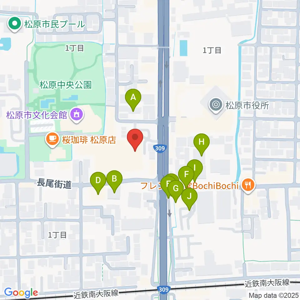 カワイ松原ショップ周辺の駐車場・コインパーキング一覧地図