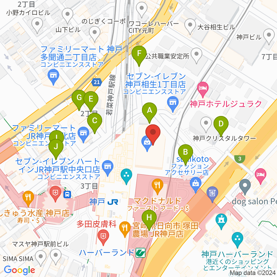 カワイ神戸ショップ周辺の駐車場・コインパーキング一覧地図