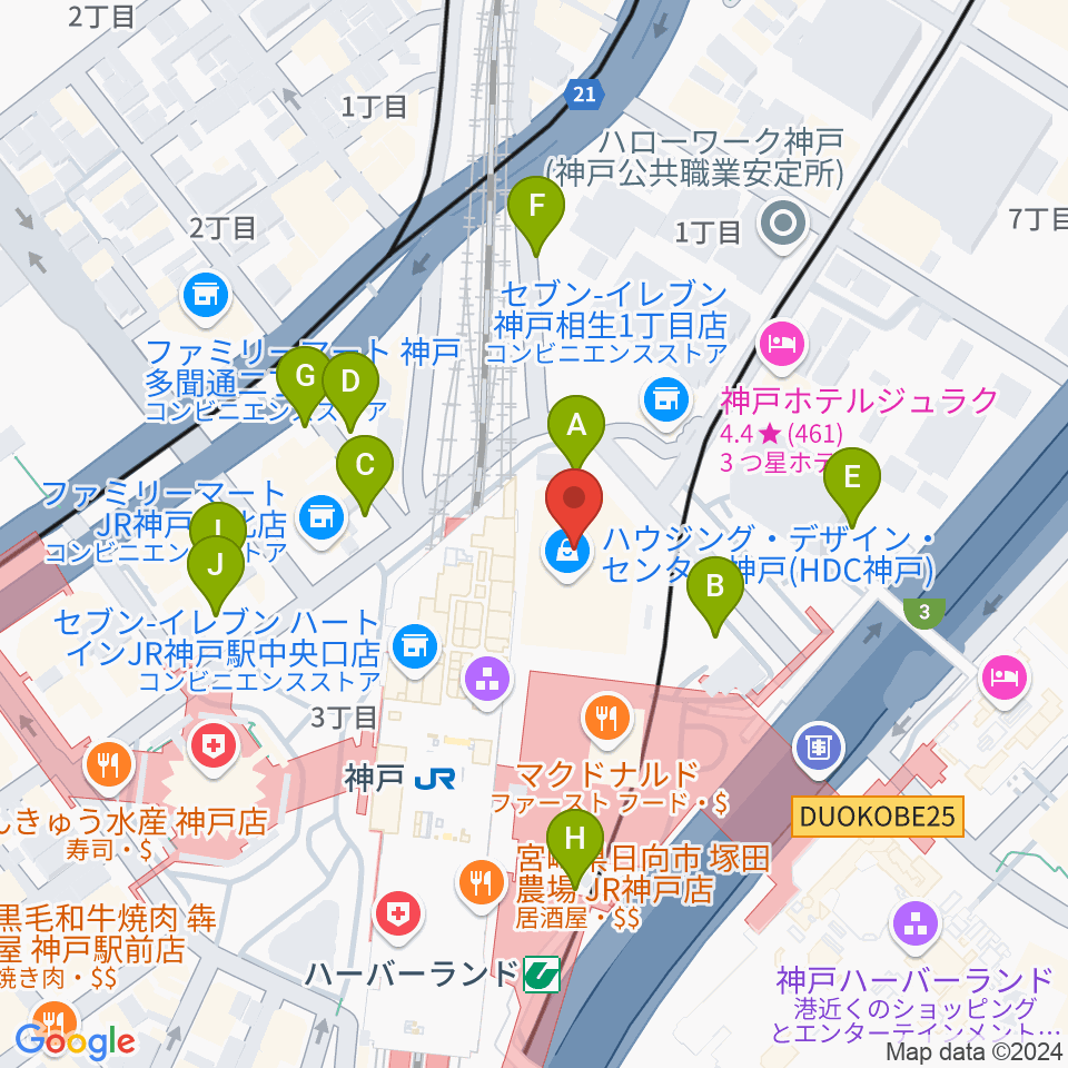 カワイ神戸ショップ周辺の駐車場・コインパーキング一覧地図