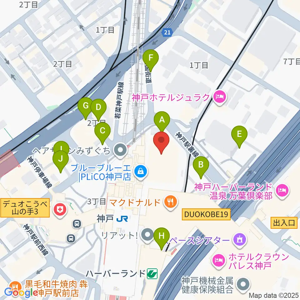 カワイ神戸ショップ周辺の駐車場・コインパーキング一覧地図