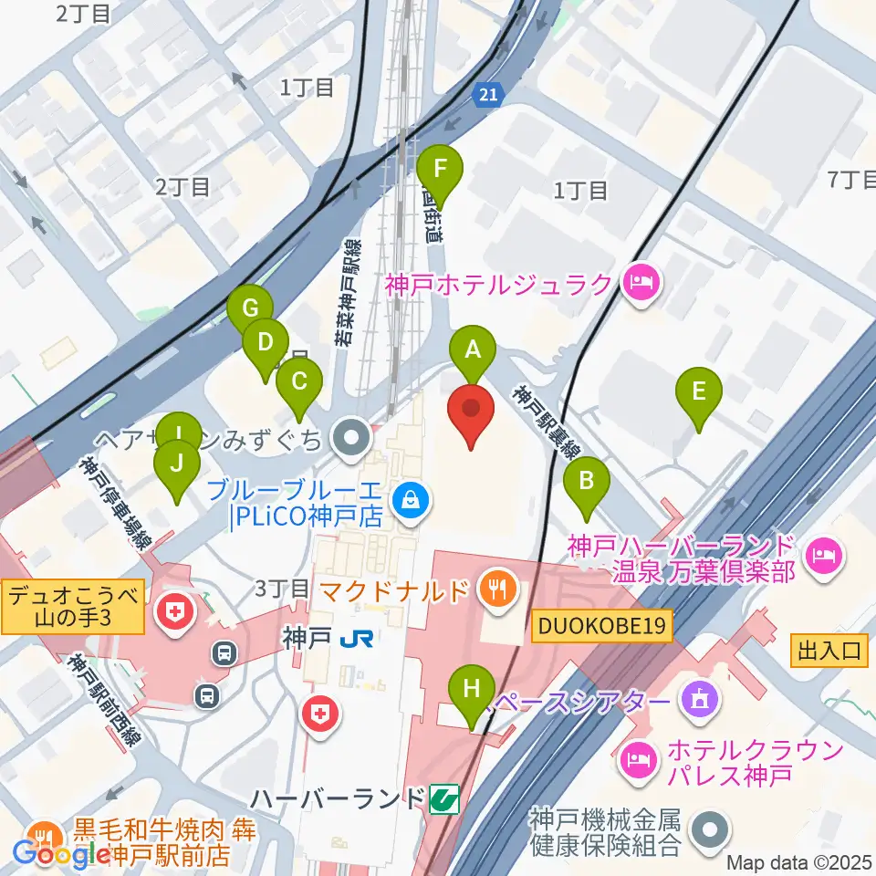 カワイ神戸ショップ周辺の駐車場・コインパーキング一覧地図