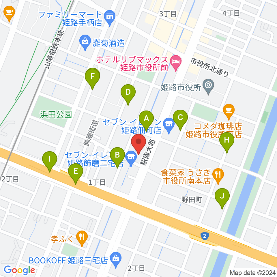 カワイ姫路ショップ周辺の駐車場・コインパーキング一覧地図