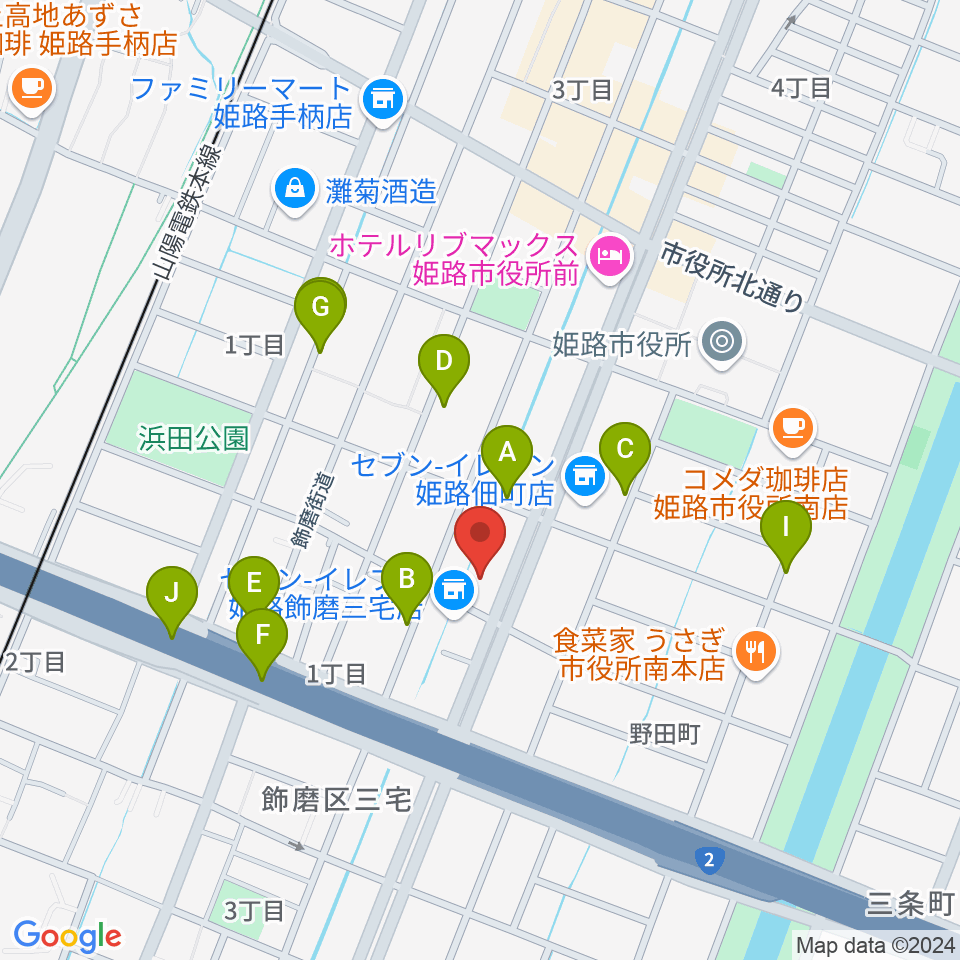 カワイ姫路ショップ周辺の駐車場・コインパーキング一覧地図