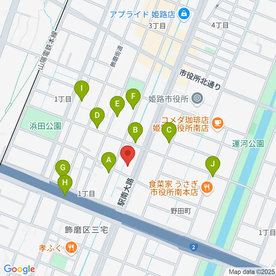 カワイ姫路ショップ周辺の駐車場・コインパーキング一覧地図