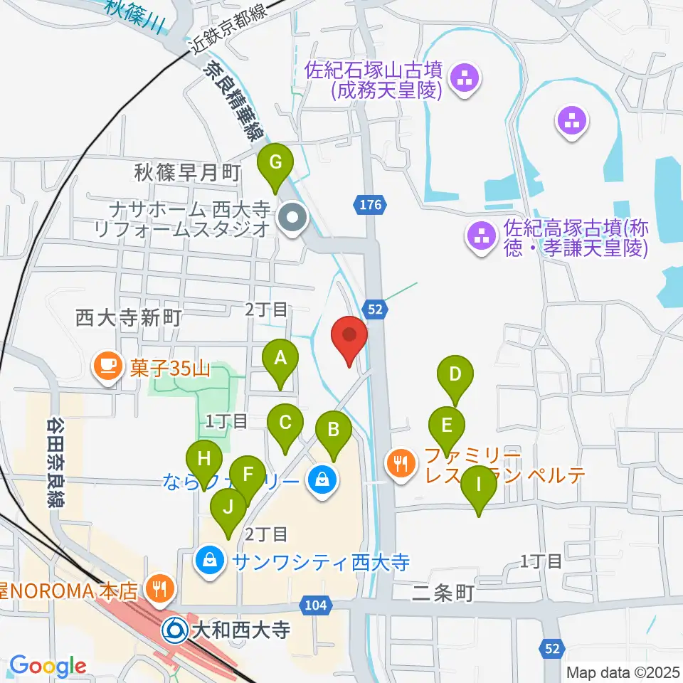 カワイ奈良ショップ周辺の駐車場・コインパーキング一覧地図